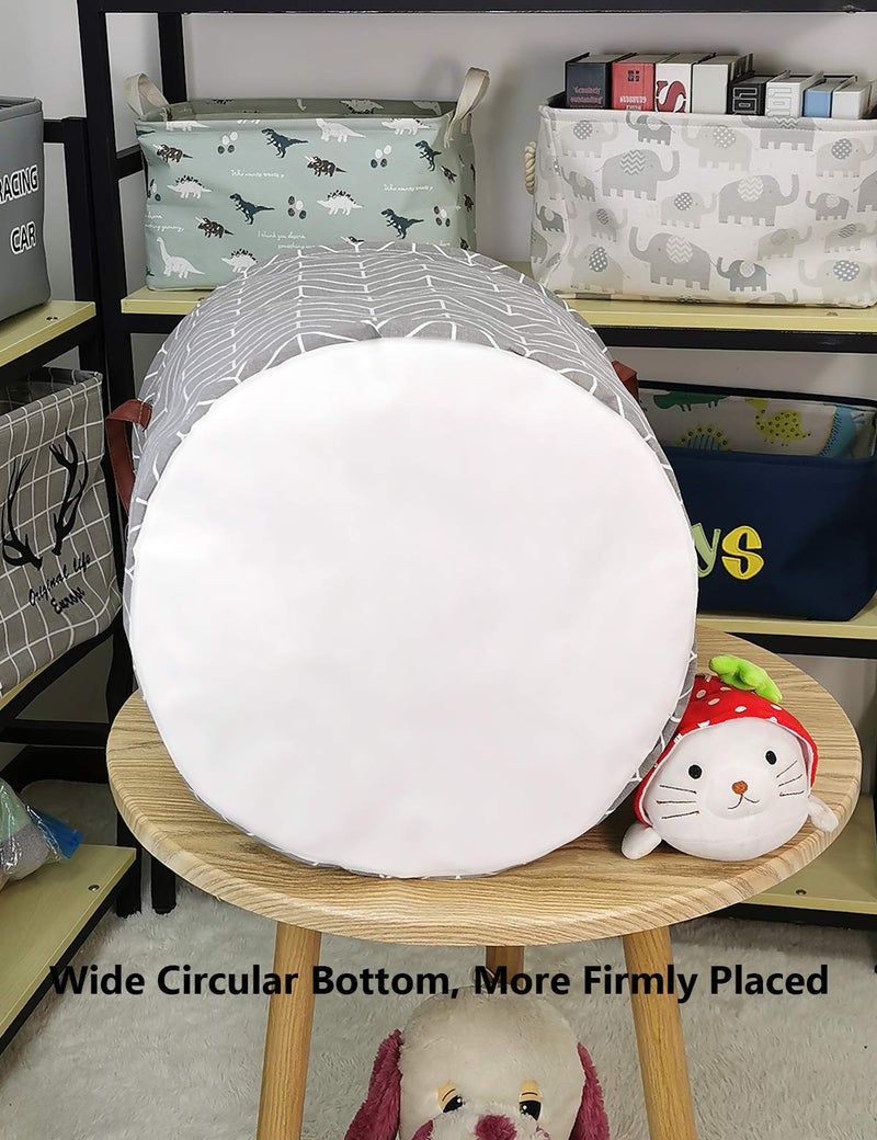 QUEENLALA Large Storage Basket,Laundry Hamper/Bathroom/Home Decor/Collapsible Round Storage Bin,Boys and Girls Hamper/Boxes/Clothing(Grey Wheat) - Image 5